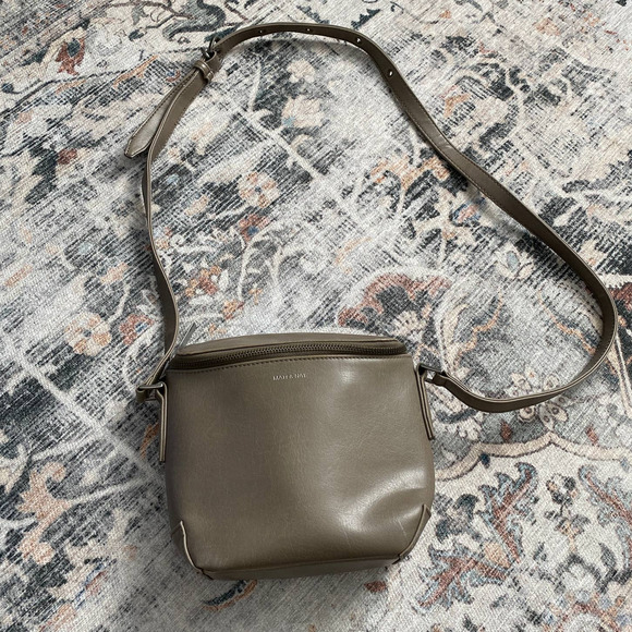 Matt & Nat Handbags - Matt & Nat Gray Vegan Leather Crossbody Bag Top Zipper Closure